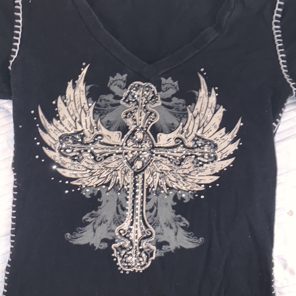 Designer Jeweled Cross Angel Wings Thick Stitching From Los Angeles Bus Stop❤️T2 - Picture 6 of 13